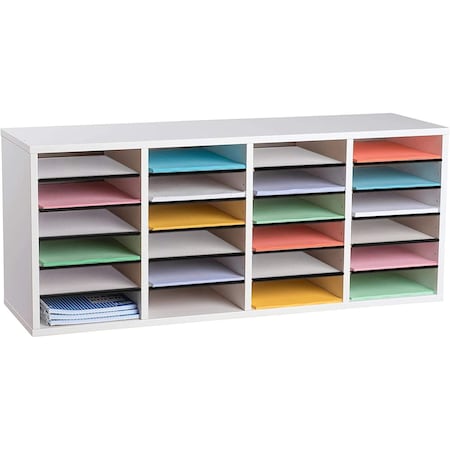 Adiroffice White, MDF Wood, 11.8 in W, 16.3 in L, 39.3 in D ADI500-24-WHI-MK